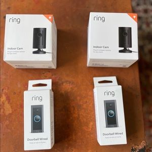 Ring Brand, new in box. One ring doorbell and two indoor camera.